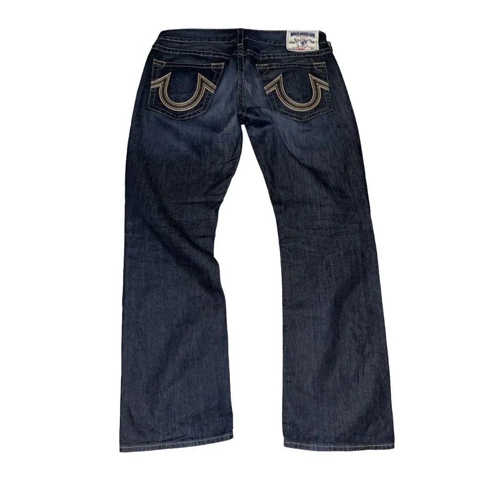 True Religion Y2K Denim Jeans Mens 38 X34 Shade‎ Q Straight Dark Wash MDE800L17